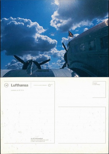 Ansichtskarte junkers 52 3 - ansichtskarte,