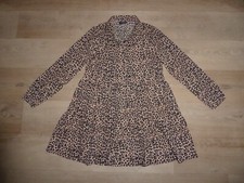 TESSENTIALS Mini Kleid Volantkleid Langarm Leopardenmuster Gr.38 /M **NEU** R0