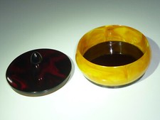 VINTAGE DDR ART DECO BERNSTEIN AMBER BAKELITE CATALIN DOSE SCHMUCKDOSE 89 GRAMM