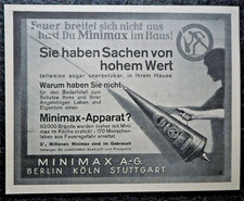 Minimax Feuerlöscher , Apparat , alte Reklame , 1928 , (A49)