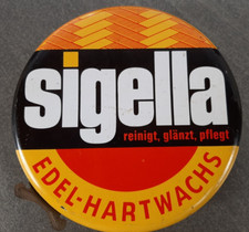 Alte Blechdose Sigella Edel-Hartwachs reinigt, glänzt, pflegt Blech Dose Werbung