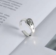 Eleganter Bandring 925 Sterling Silber "Gürtelschnalle" verstellbare Größen 