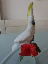 Franklin Mint Porzellan Kakadu mit Hibiskus Höhe ca.27cm Vitrinenstück