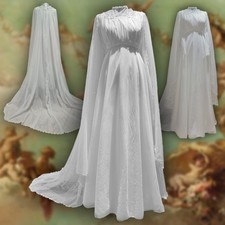 Vintage 70er Mittelalter Revival Umhang Schleppe Ballkleid Brautkleid passt 10-12