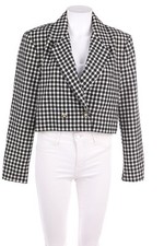 ZARA Blazer-Jacke Cropped Karo kariert L schwarz-weiß