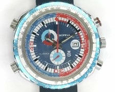 Rar: Luxus Vintage Sorna Breitling Worldtimer Chronograph Swiss -revidiert - TOP