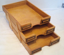 alte Art Deco 3er Dokumentenablage um 1940