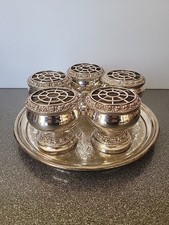 Versilberte Rosenschale 5er Set mit Tablett 