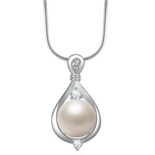 Modeschmuck versilbert Kristall Perle Anhänger Halskette Kette Frauen