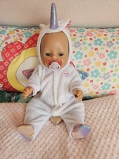 Baby Born Puppe 43cm Zapf Creation mit Einhorn Kostüm & Schnuller Zubehör
