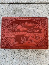 Große China Lackschnitzerei Emaille Schatulle Truhe Kiste Dose Schmuckkästchen