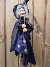 Hexe mit Besen, Halloween Dekofigur, Magier, 35 cm
