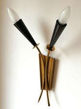 Wandlampe Messing zweiflammig rockabilly mid century 50er 60er Jahre Leuchte