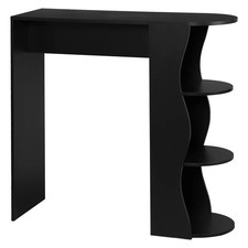 Bartisch Stehtisch Bistrotisch mit 3 Regalfächern Küchentisch Schwarz tb48sz