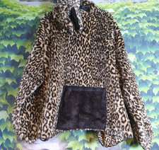 Leopard Kunstpelz Jacke Leopard Muster mit Kapuze – Größe XL