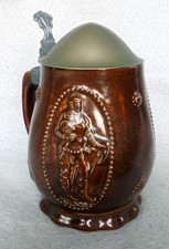 ALT Humpen Bierkrug Ritter Neue Ära Art Deko um 1920 Krug Zinn Sammelkrüge