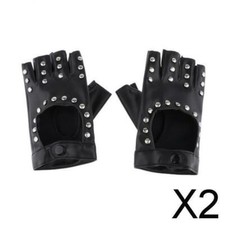 2X Fingerlos Lederhandschuhe