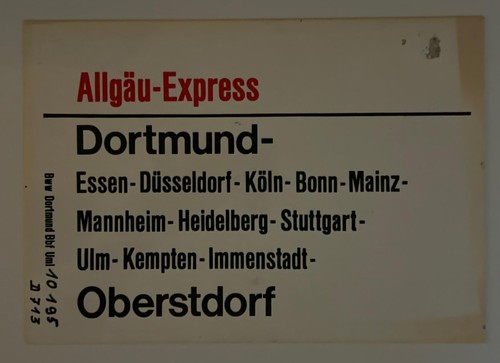 Zuglaufschild allgäu express - zuglaufschild,