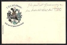 Ansichtskarte Studentenwappen der T. D. C. mit Ritterhelm 