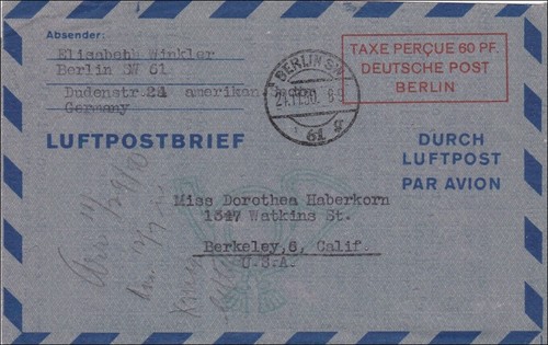 Luftpostbrief taxe percue - taxe,