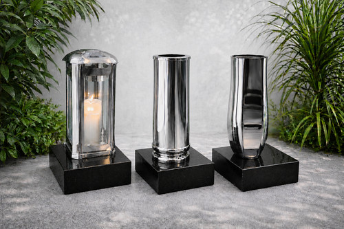 Edelstahl grablaterne vase - edelstahl,
