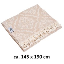 Plaid Tagesdecke BAROCK beige Couchdecke Sofa Decke 145x200 cm Cotton Tischtuch