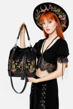 Restyle Gothic Nugoth Tasche Handtasche schwarz Wildflower Bucket Bag Motte Wald