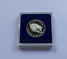 Polen 100 Zloty 1977 PP , Silber ~ Wisent
