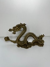 Chinesischer Drachen Drache Original China Messing Metall Gold Tempel Figur