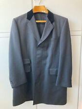 Herren Crombie London Kurzmantel dunkelgrau schwarz Samtbesatz Gr.52 Luxus