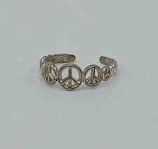 925 Peace Sign Toe Ring Sz 3