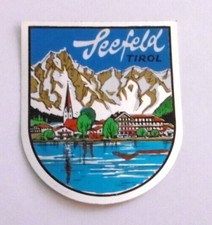 Souvenir-Aufkleber Seefeld Panorama Bergblick Innsbruck Tirol Österreich 80er