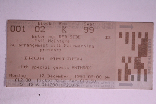Iron maiden konzertticket - maiden,
