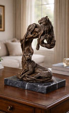Bronzefigur leoparden auf - leoparden,