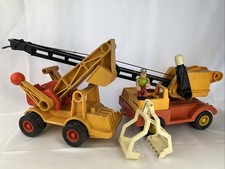 Fisher Price Baustellen Fahrzeuge Bagger Kran Retro Made In USA - Robust Kult