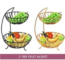 2 Ebenen Metall Obstkorb Regal