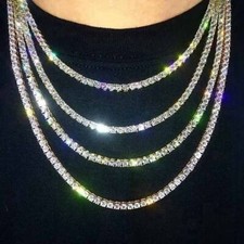 von Punk Bling Link Diamanten Hip Hop Tennis Halskette Chain Choker Gold/Silber
