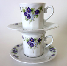 Eschenbach Viola Veilchen 2x Kaffeetasse & Untertasse - wie neu