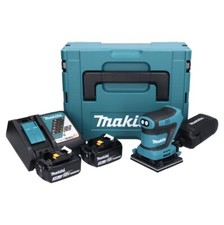 Makita DBO 480 RFJ Schwingschleifer 18 V 112 x 102 mm + 2x Akku 3,0 Ah + Lader