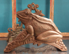 Wand Halter Wasser Schlauch Garten ANTIK Gusseisen Frosch 13x25,5x14