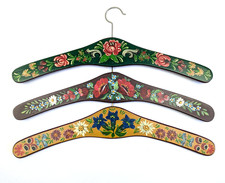 3 Kleiderbügel Holz Garderobe Bauernmalerei Blumen Handbemalt Kleiderhänger