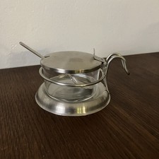 •	„Parmesandose / Käse-Dose – Glas & Edelstahl – Vintage – mit Löffel“