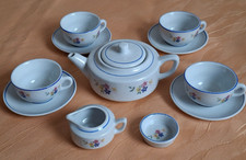 Spielzeug Tee-Service, Keramik, DDR, 12-teilig, mit Blütenmuster