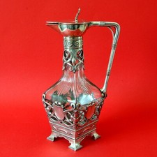 WMF Jugendstil Glas-KARAFFE, versilberte Montur, um 1910