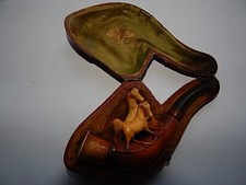 Meerschaumpfeife ,2 Pferde, im Etui, wunderschöne Arbeit, keine Beschädigung