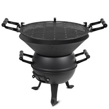 Gusseisen Feuerstelle BBQ Tragbar Holzkohlegrill Stahl Camping Garten Grill UK