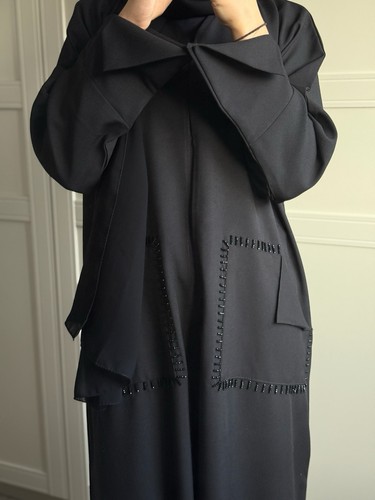 Damen schwarz offen abaya - damen,