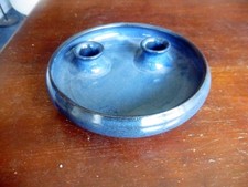 Kerzenständer blau unbenutzt Denmark glasierter gebrannter Ton für 2 Kerzen