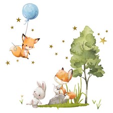 Wandtattoo Sticker Kinderzimmer Tiere Fuchs und Hase Spielzimmer Baby Maus DL724