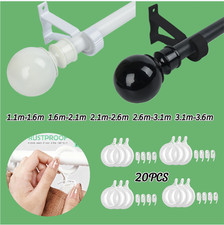 1.1m-3.6m Gardinenstange Teleskopstange Duschvorhangstange mit Halterungen&Ring